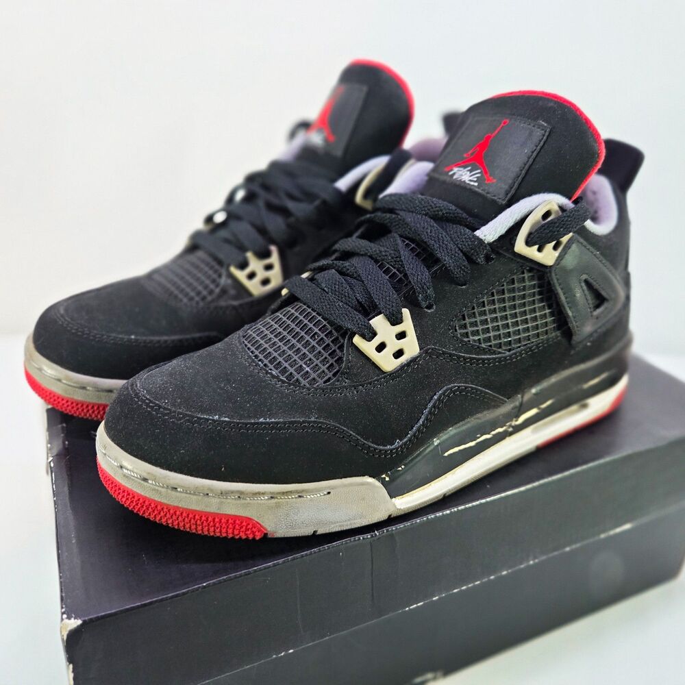Nike Air Jordan 4 Retro Bred 2012 GS Size 6.5Y Black Cement 408452-089 OG Box